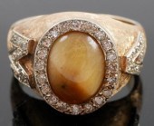 14K CAT'S EYE CHRYSOBERYL & DI