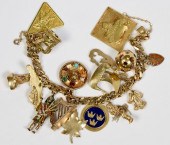 14K CHARM BRACELET, 88.2 GRAMS