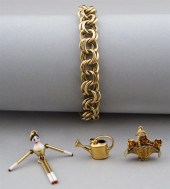 14K CHARM BRACELET WITH THREE