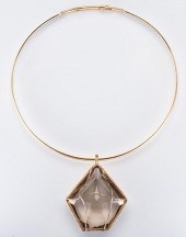 14K CHOKER W/ 14K LG TOPAZ PEN
