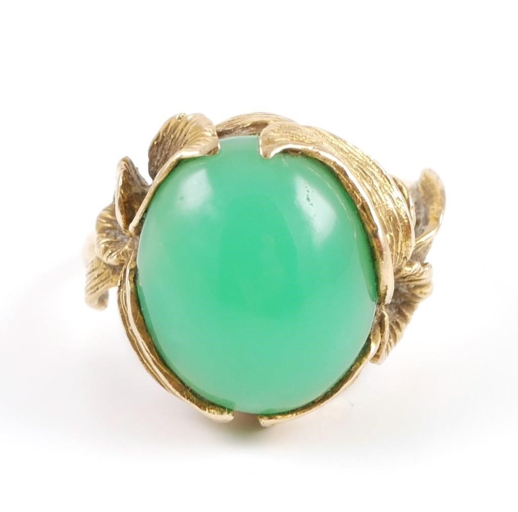 14K CHRYSOPRASE IRIS FORM RING14K