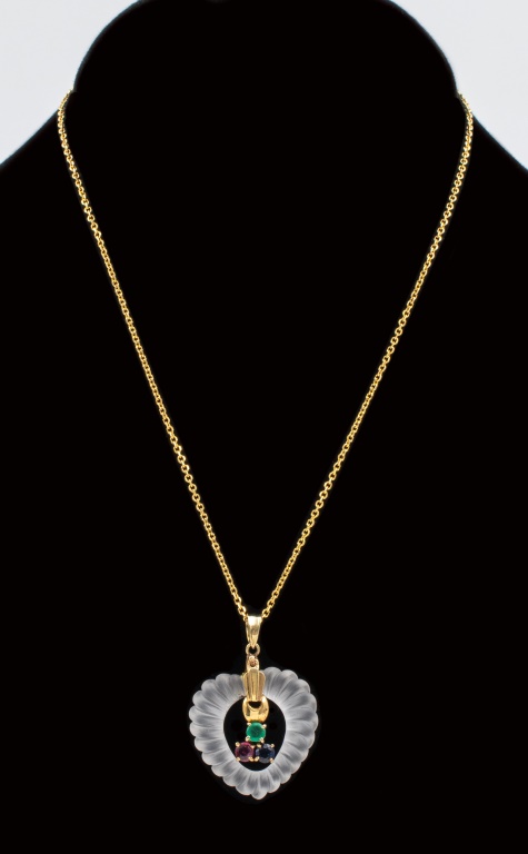 14K CRYSTAL PENDANT HEART RUBY