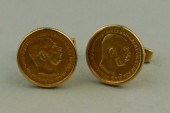 14K CUFFLINK WITH 22K 10 KRONE