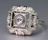 14K DECO DIAMOND RING: 14K whi