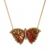 14K DIA. & TOURMALINE "BUTTERF