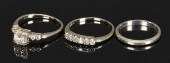 14K DIA WEDDING SET & 18K BAND