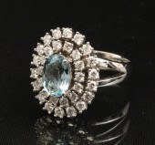 14K DIAMOND AND AQUAMARINE LAD