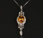 14K DIAMOND AND CITRINE PENDAN