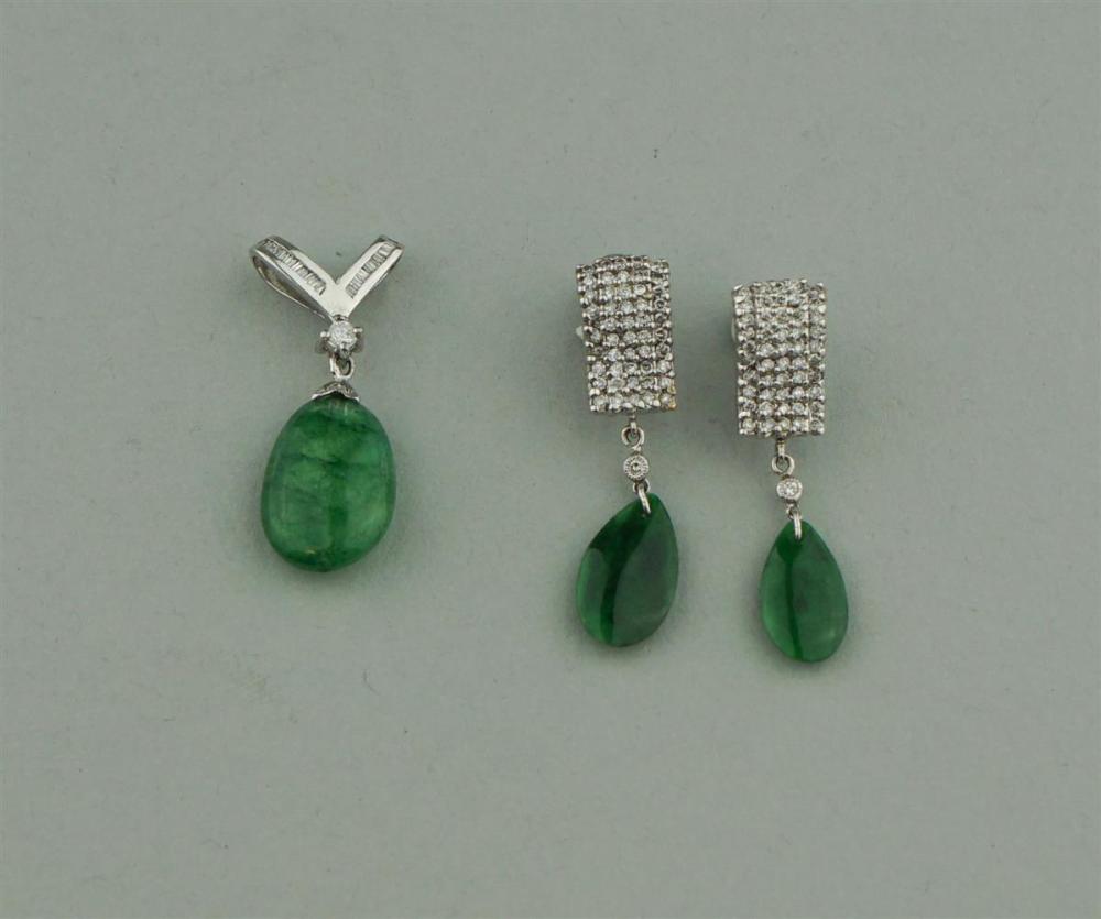 †14K DIAMOND AND JADE PENDANT AND