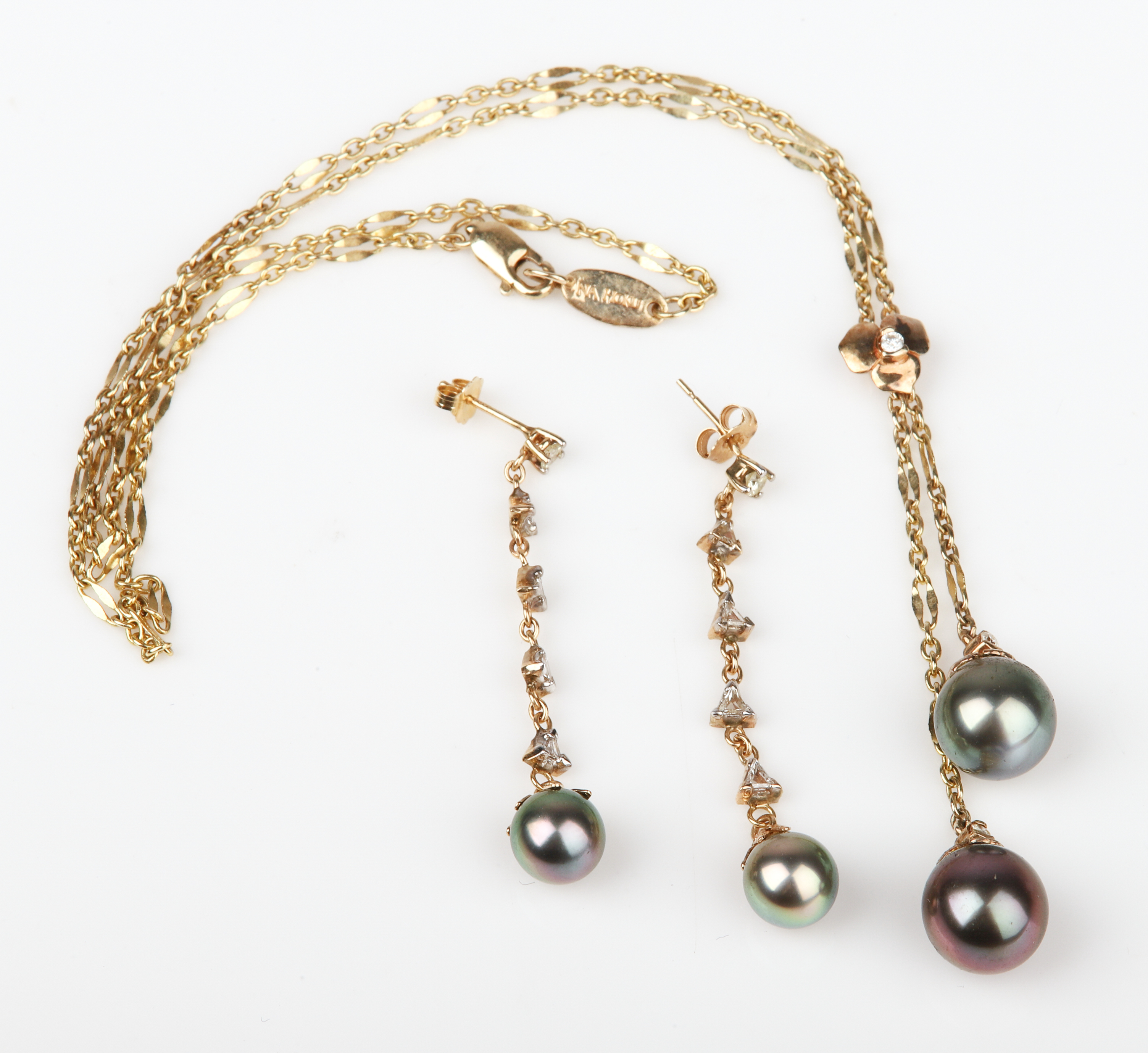 14K Diamond and pearl necklace
