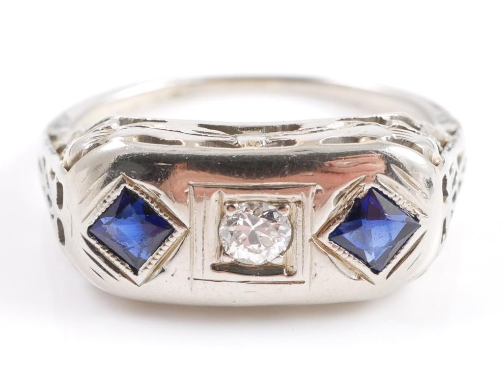 14K DIAMOND ART DECO FILIGREE