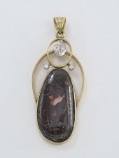 14K DIAMOND & BOULDER OPAL PEN