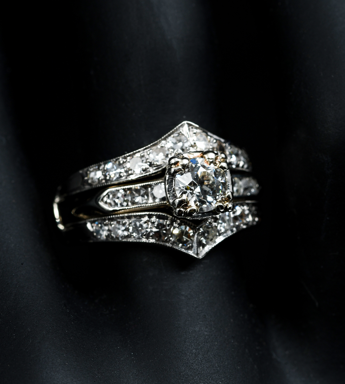 14K DIAMOND BRIDAL SET: 14K white