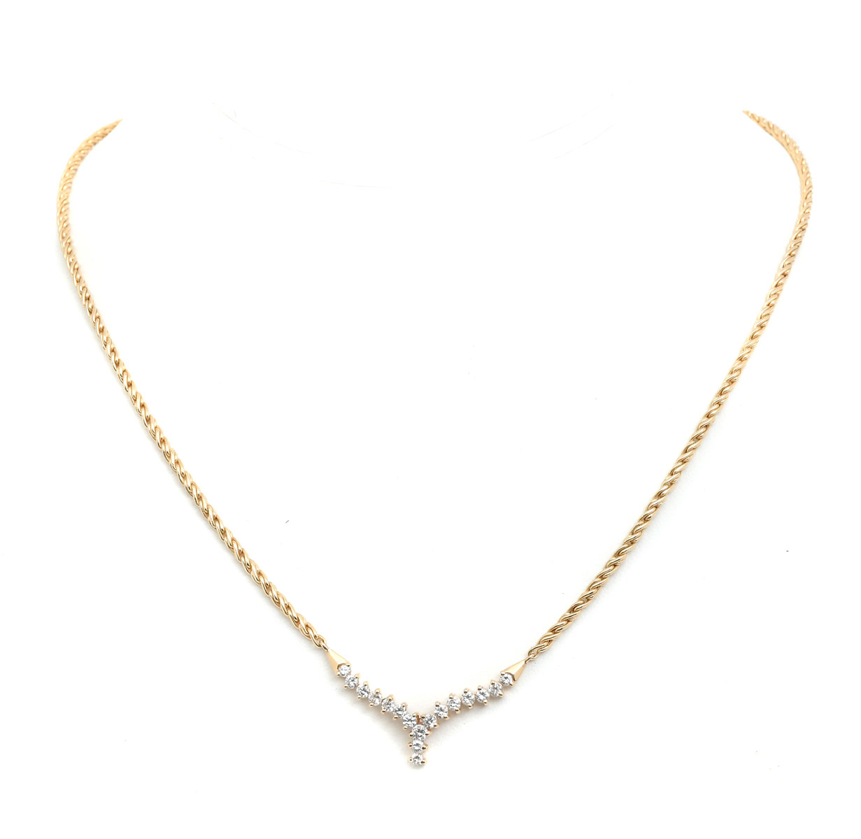 14K DIAMOND CHEVRON NECKLACE: 14K