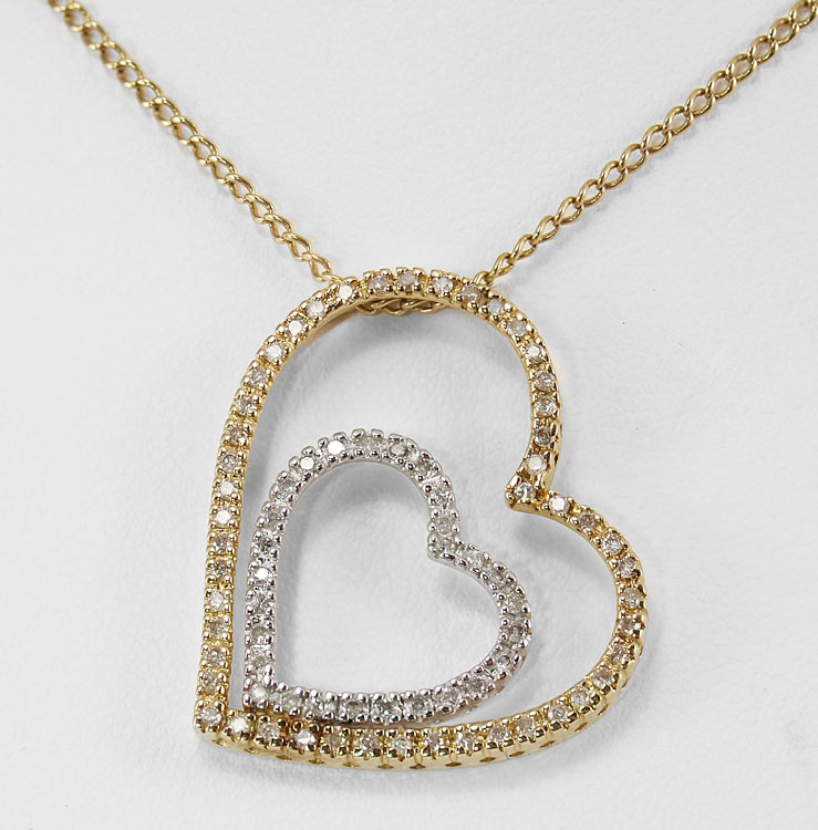14K DIAMOND DOUBLE HEART