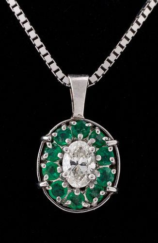 14K DIAMOND EMERALD PENDANT
