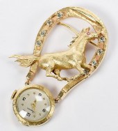 14K DIAMOND HORSE LAPEL PIN WA