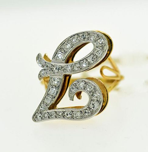 14K DIAMOND INITIAL RING14k