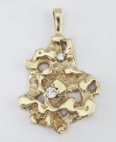 14K DIAMOND NUGGET PENDANT: 14