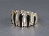 14K DIAMOND ONYX AND MOONSTONE