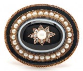 14K DIAMOND, PEARL, & AGATE BR