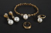14K DIAMOND PEARL JEWELRY SETL