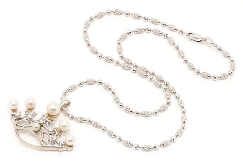 14K DIAMOND & PEARL
