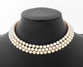 14K DIAMOND PEARL TRIPLE STRAN