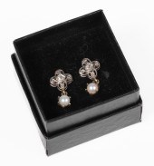 14K Diamond Quatrefoil Pearl D
