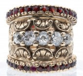 14K DIAMOND & RUBY ETRUSCAN ST