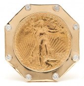14K & DIAMOND SAINT GAUDENS PE