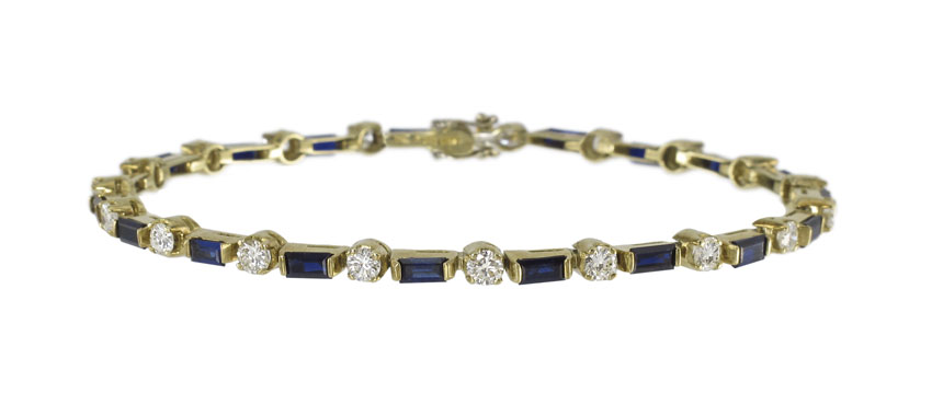 14K DIAMOND & SAPPHIRE BRACELET: In