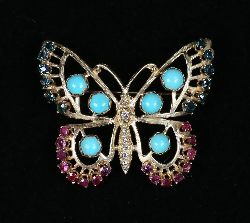 14K, DIAMOND, SAPPHIRE & RUBY