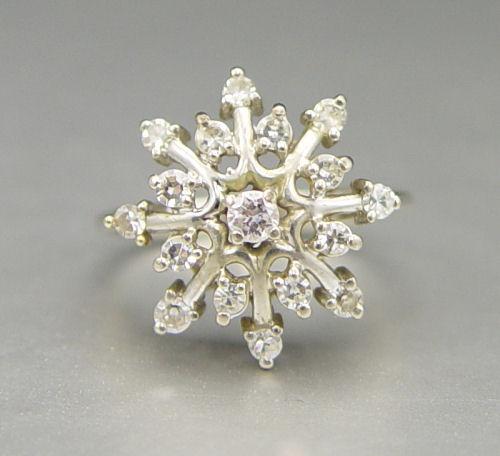 14K DIAMOND SNOWFLAKE SPARKLE RING: