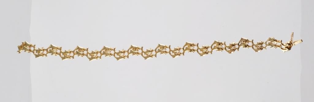 14K DOLPHIN PATTERN BRACELETGold