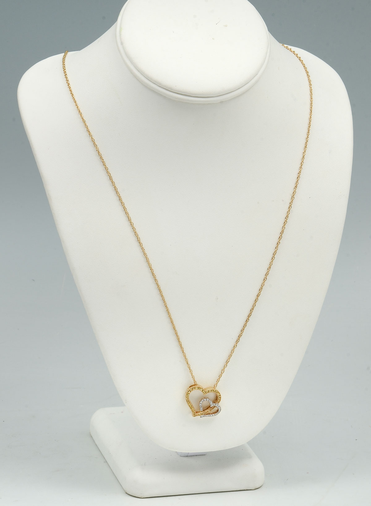 14K DOUBLE HEART PENDANT/CHAIN WITH