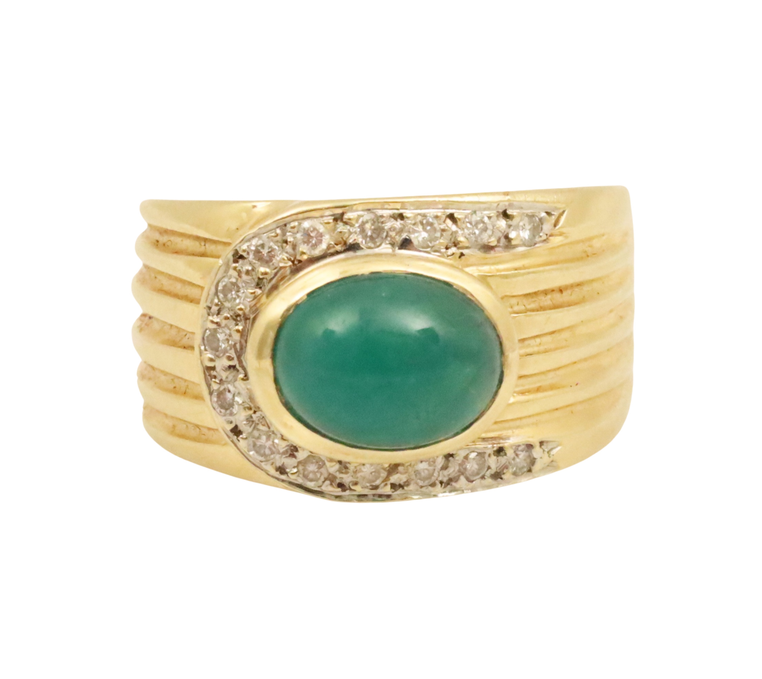 14K EMERALD AND DIAMOND RING 14K