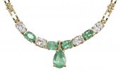 14K EMERALD AND SAPPHIRE NECKL