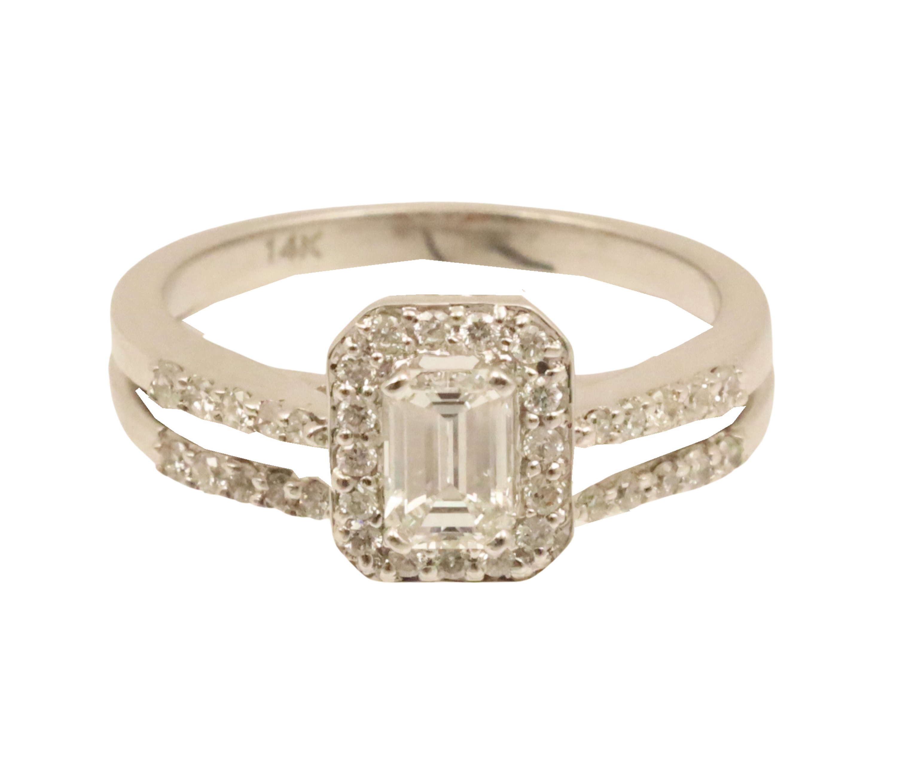 14K EMERALD CUT DIAMOND BRIDAL