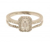 14K EMERALD CUT DIAMOND BRIDAL