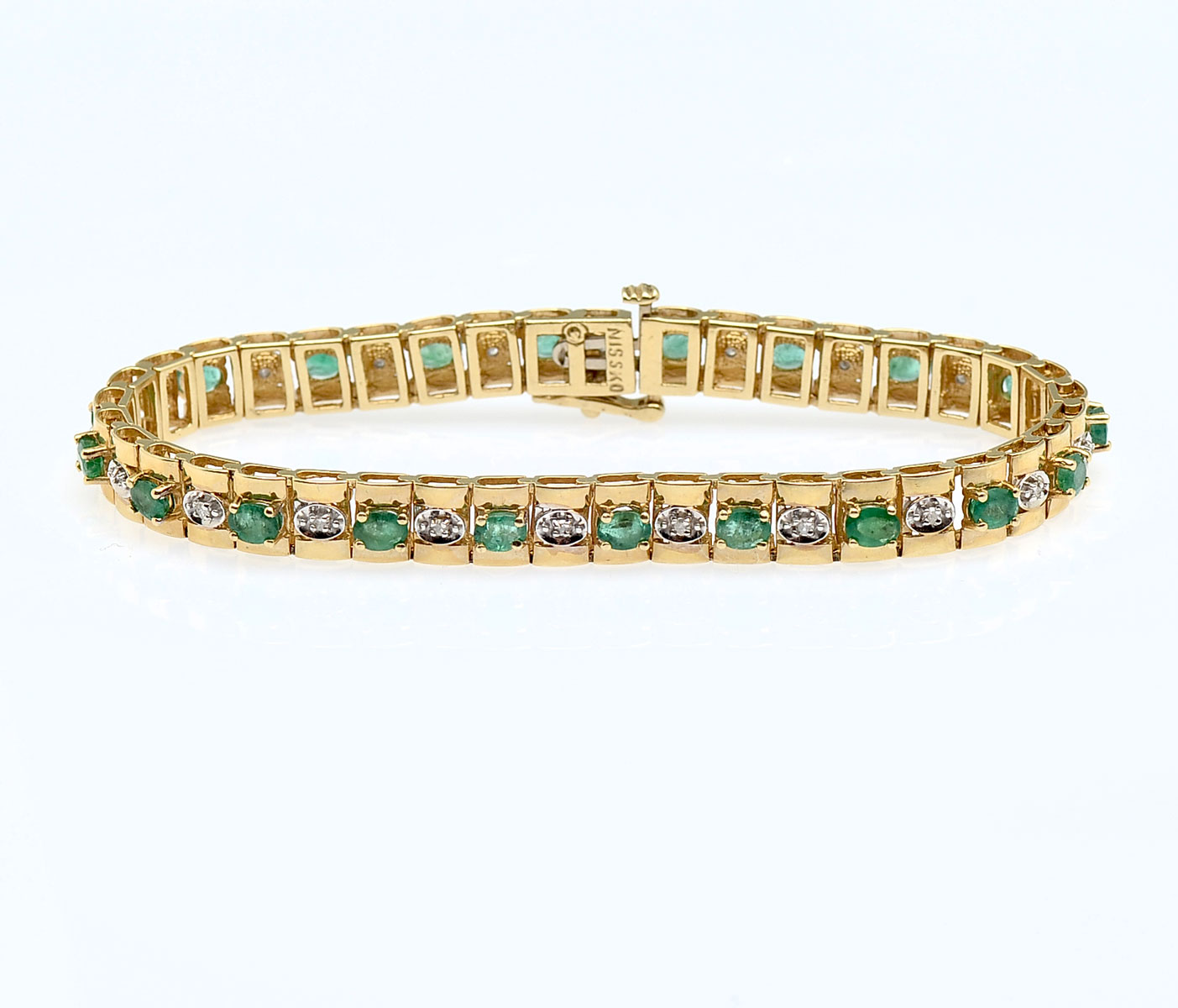 14K EMERALD & DIAMOND BRACELET: 14K