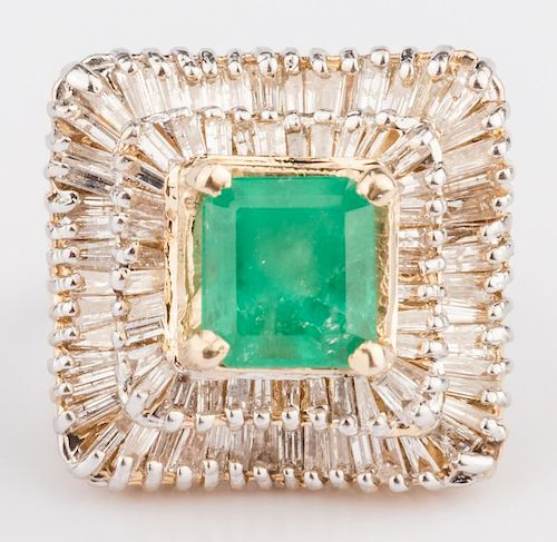14K EMERALD & DIAMOND DINNER