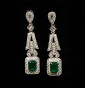 14K EMERALD & DIAMOND EARRINGS