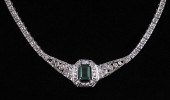 14K EMERALD & DIAMOND NECKLACE