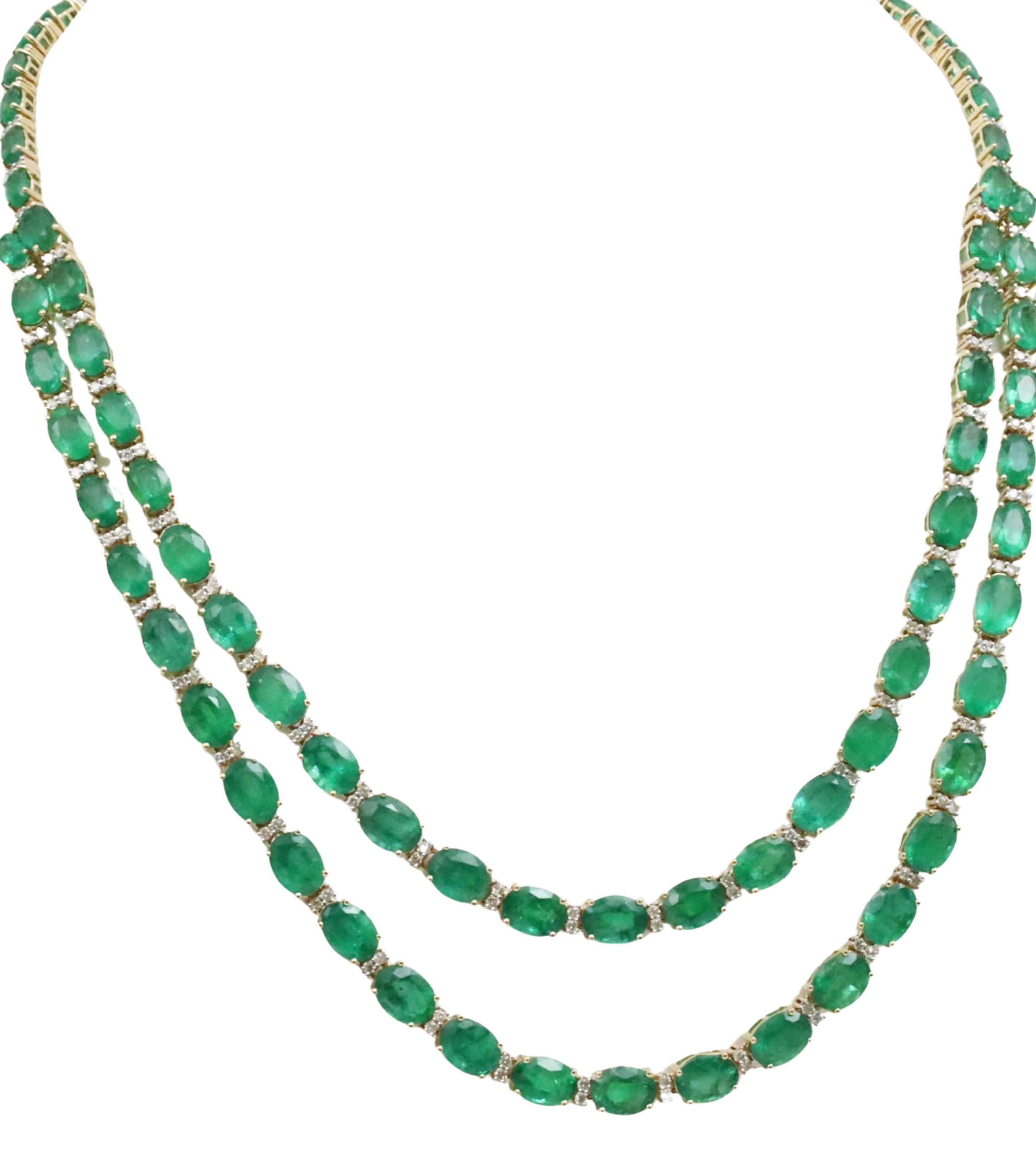 14K EMERALD & DIAMOND NECKLACE;  65
