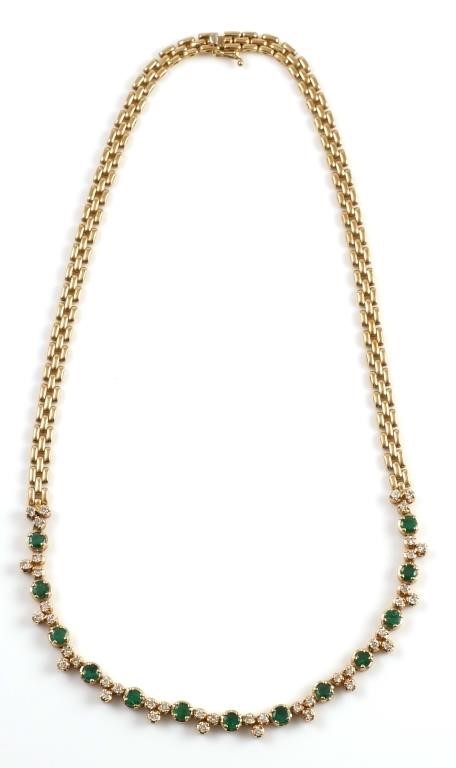 14K EMERALD & DIAMOND NECKLACE14K