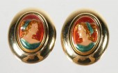 14K ENAMEL EARRINGSOval button