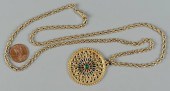 14K ENAMEL PENDANT ON ROPE CHA