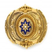 14K, ENAMEL, & SEED PEARL VICT
