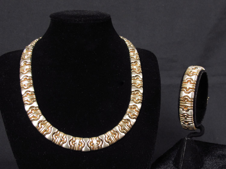 14K FANCY LINK TWO TONE NECKLACE